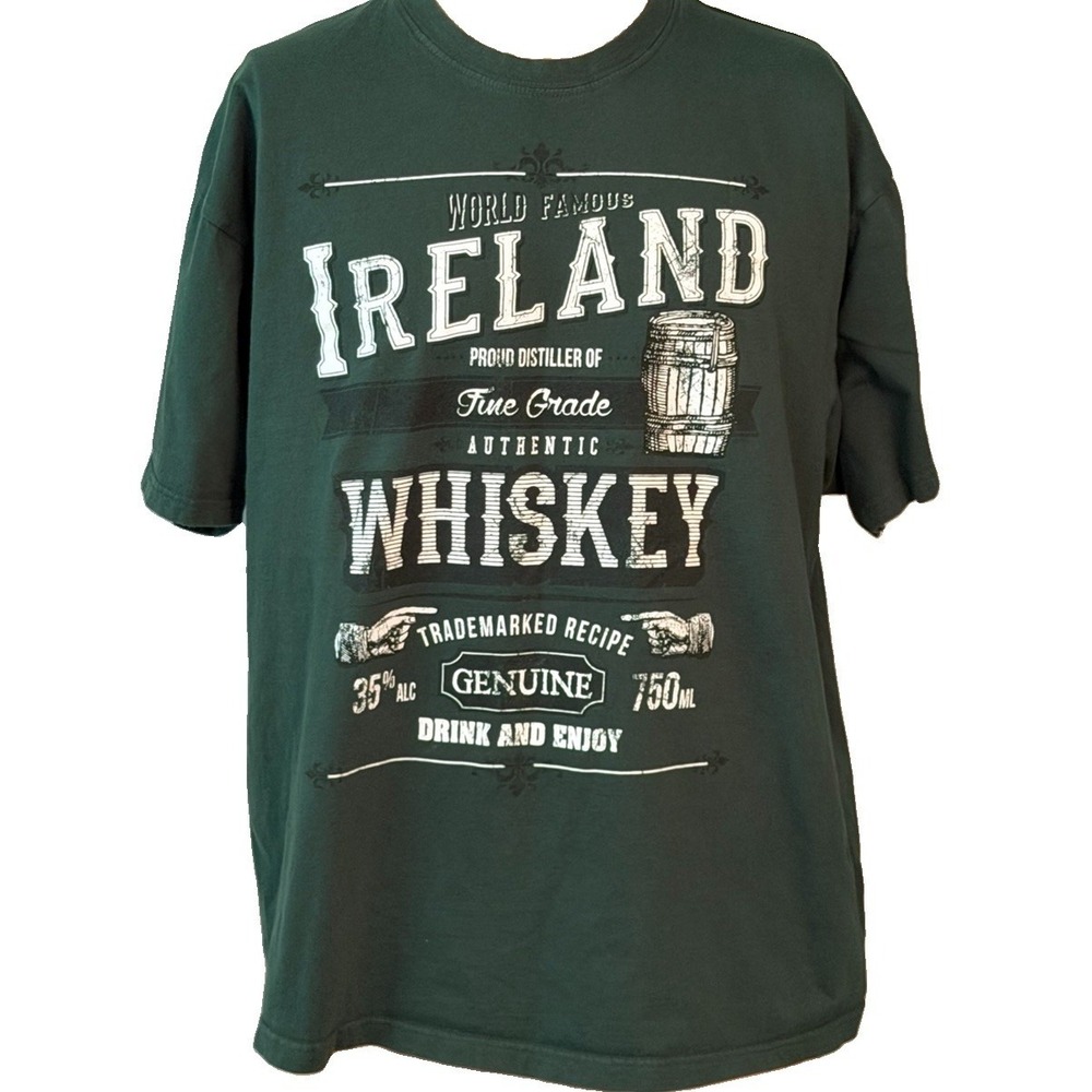 Ireland Whiskey Men's Green T-Shirt Men's Size‎ 2XL XXL See Dimensions